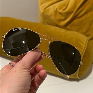 Ray-Ban Black and Gold Aviator Sunglasses